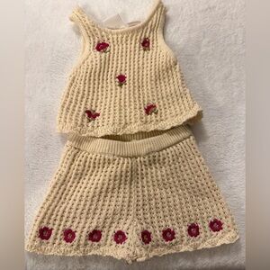 ZARA Knit Two-Piece Floral Tank & Short Set